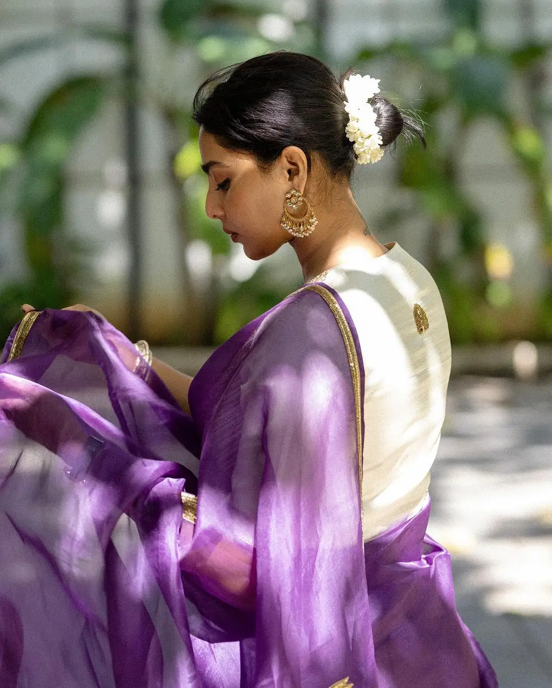 Aishwarya Lekshmi in Indian Tradition Blue Color Saree White Blouse